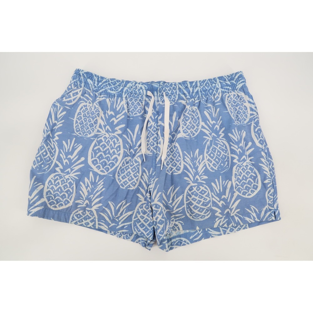 Chubbies Thigh-Napples Swim Trunks Mens Large Blue Pineapple Elastic Shorts